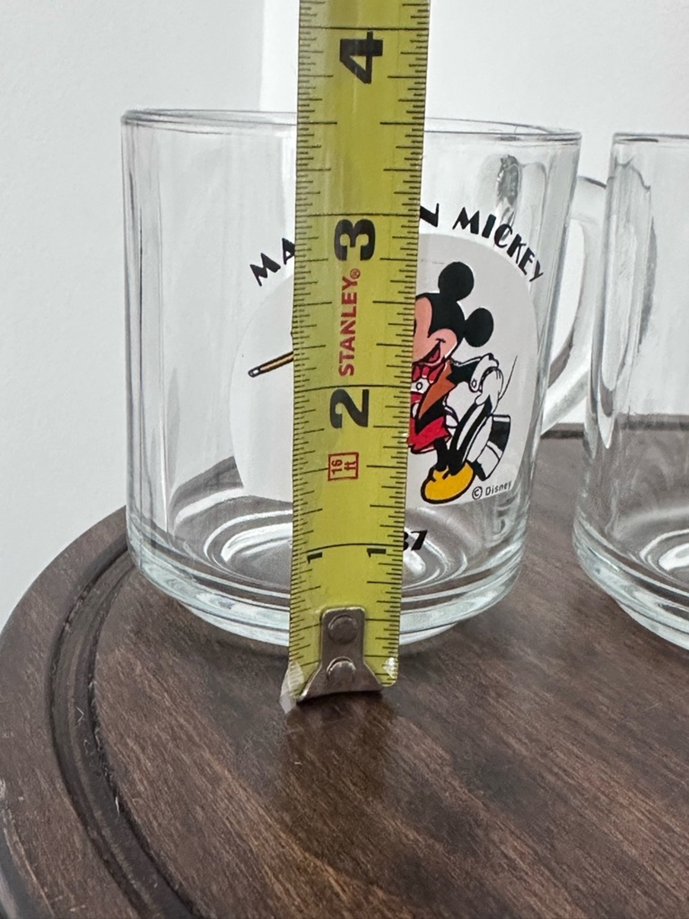 Vintage Disney Mickey Mouse Glass Mug Set of 4 - Anchor Hocking Fantasia - Picture 10 of 12